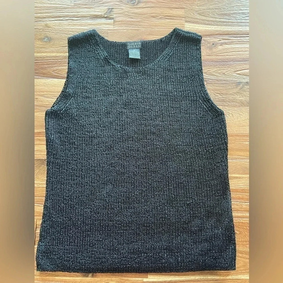 Sigrid Olsen Black Sleeveless Knit Top - Picture 1 of 5